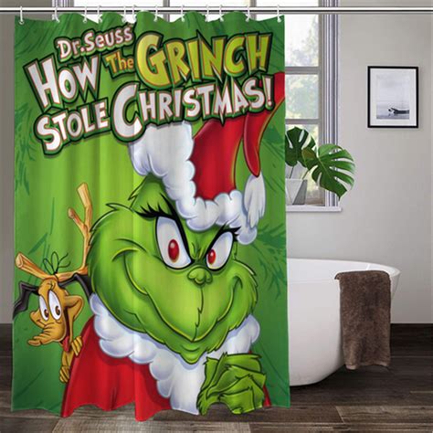 Available for 2-day shipping 2-day shipping. . Grinch shower curtain set